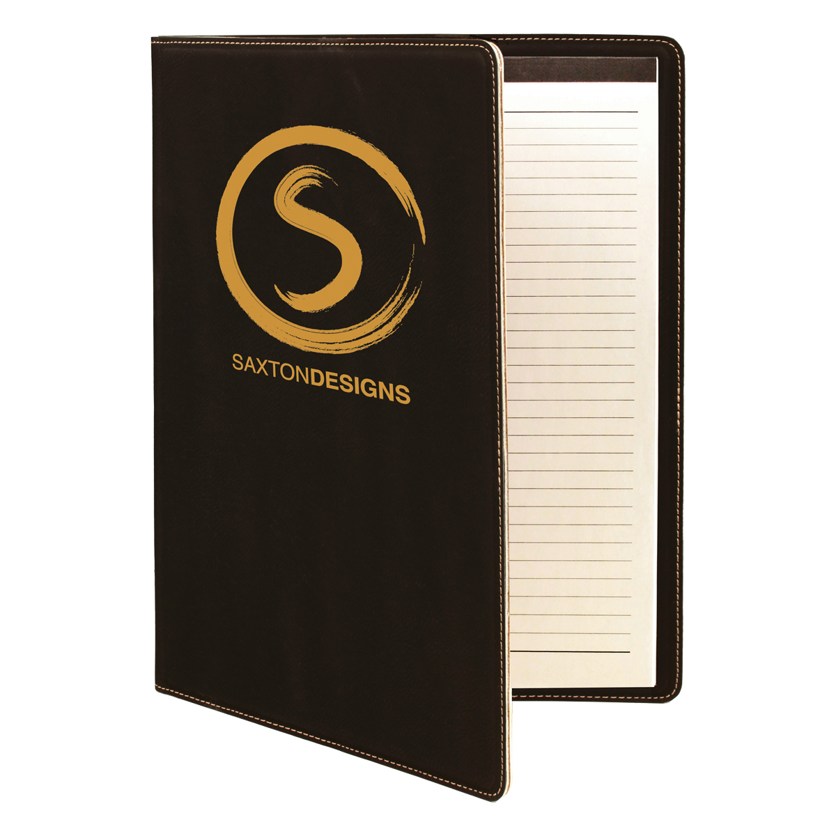 9" x 12" Leatherette Black/Gold Portfolio