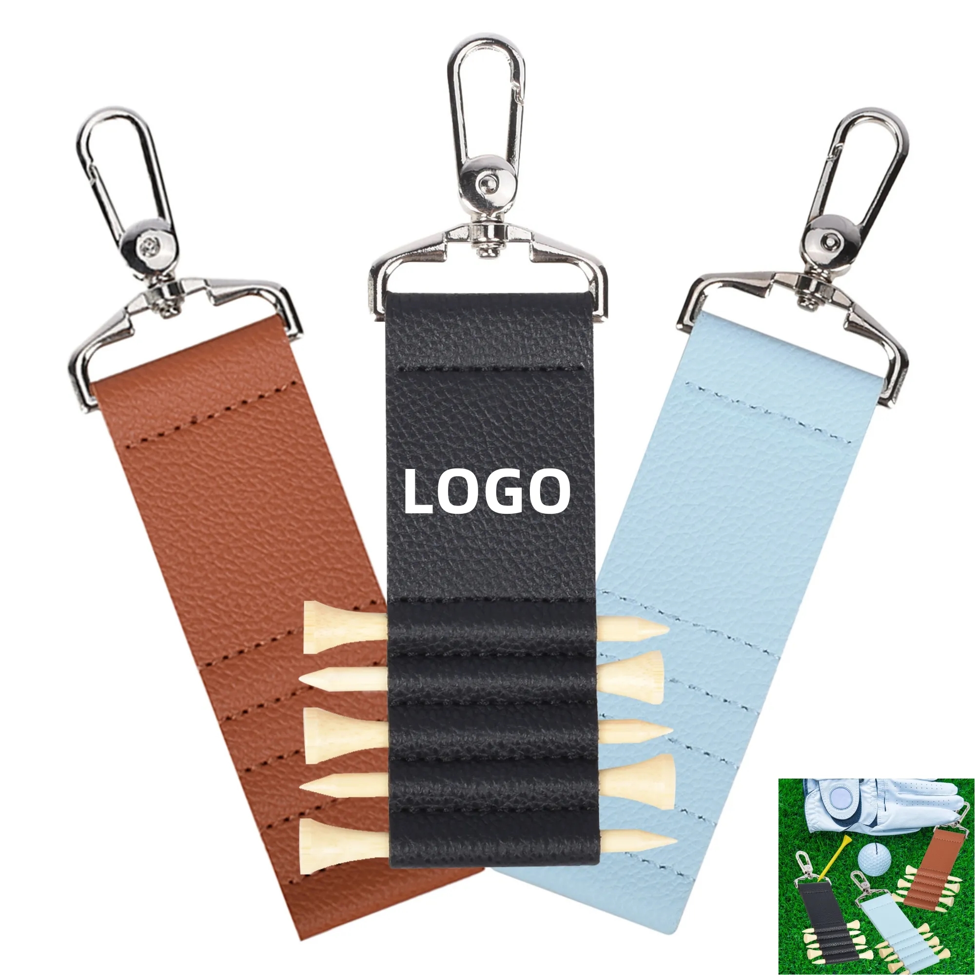 PU Leather Golf Tee Holder Keychain 2