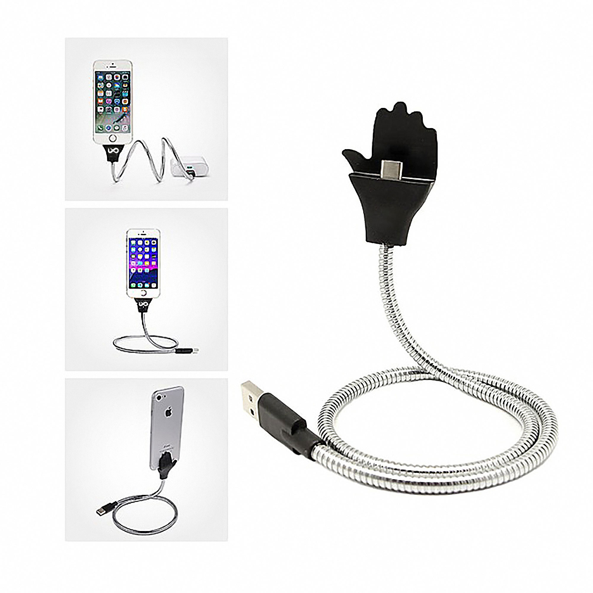 Adjustable Metal Phone Charging Cable with Holder 4