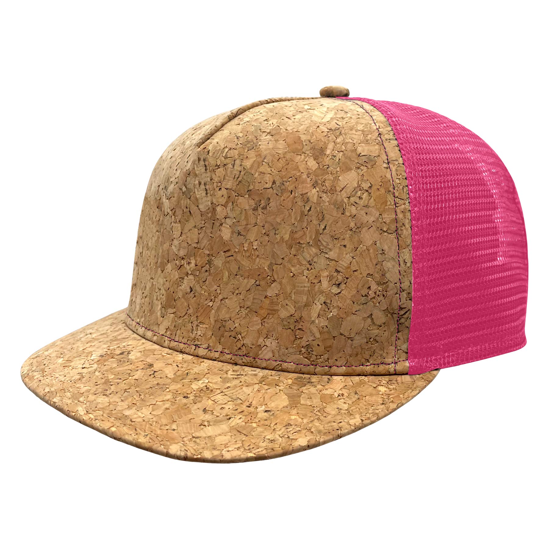 Cork Flat Visor 5 Panel Snapback Mesh Back Trucker Hat 11