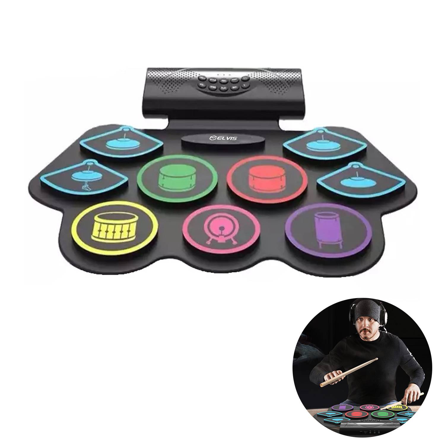 Portable Support for Bluetooth APP Hand Roll Drum 12