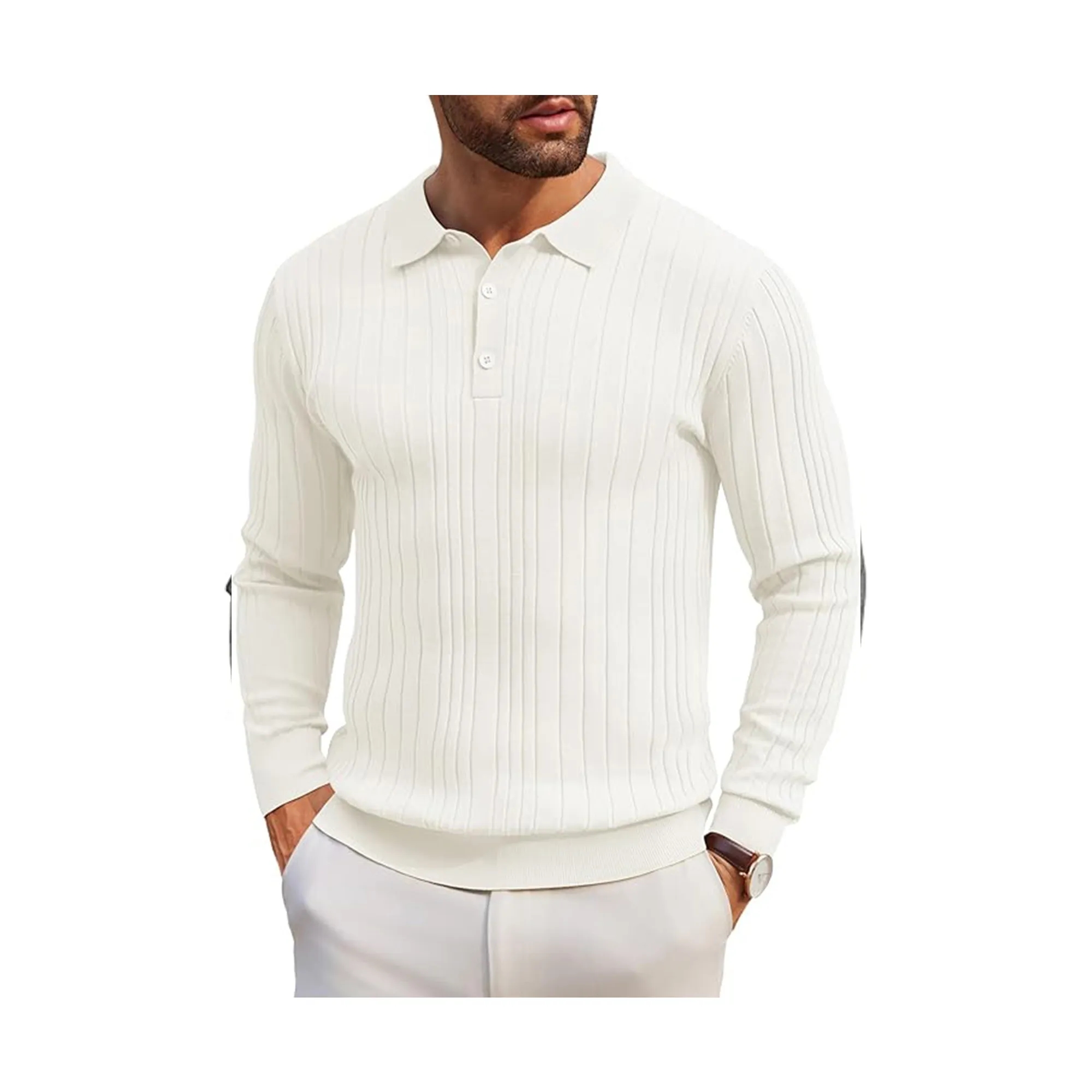 Men's Long Sleeve Knit Polo Shirt 16