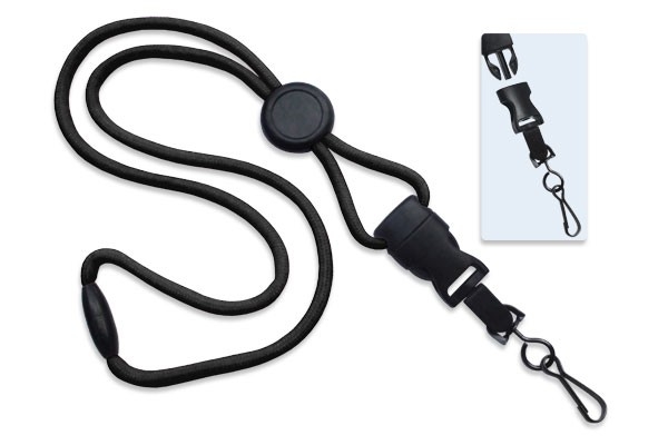 1/4" Polyester Lanyard with Round Slider and Quick Release (J-Hook) 1