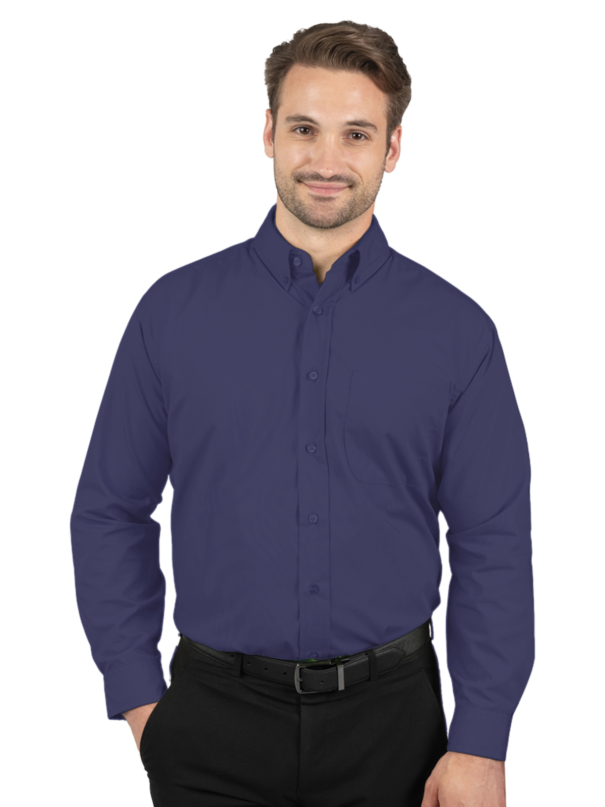 Blue Generation - Men's 1-Pocket Matching Buttons Poplin Shirt 5