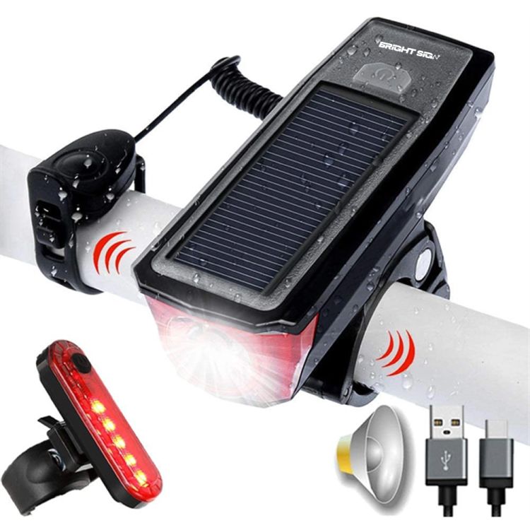 Bicycle Headlight Taillight Set with Horn and Power Bank 2