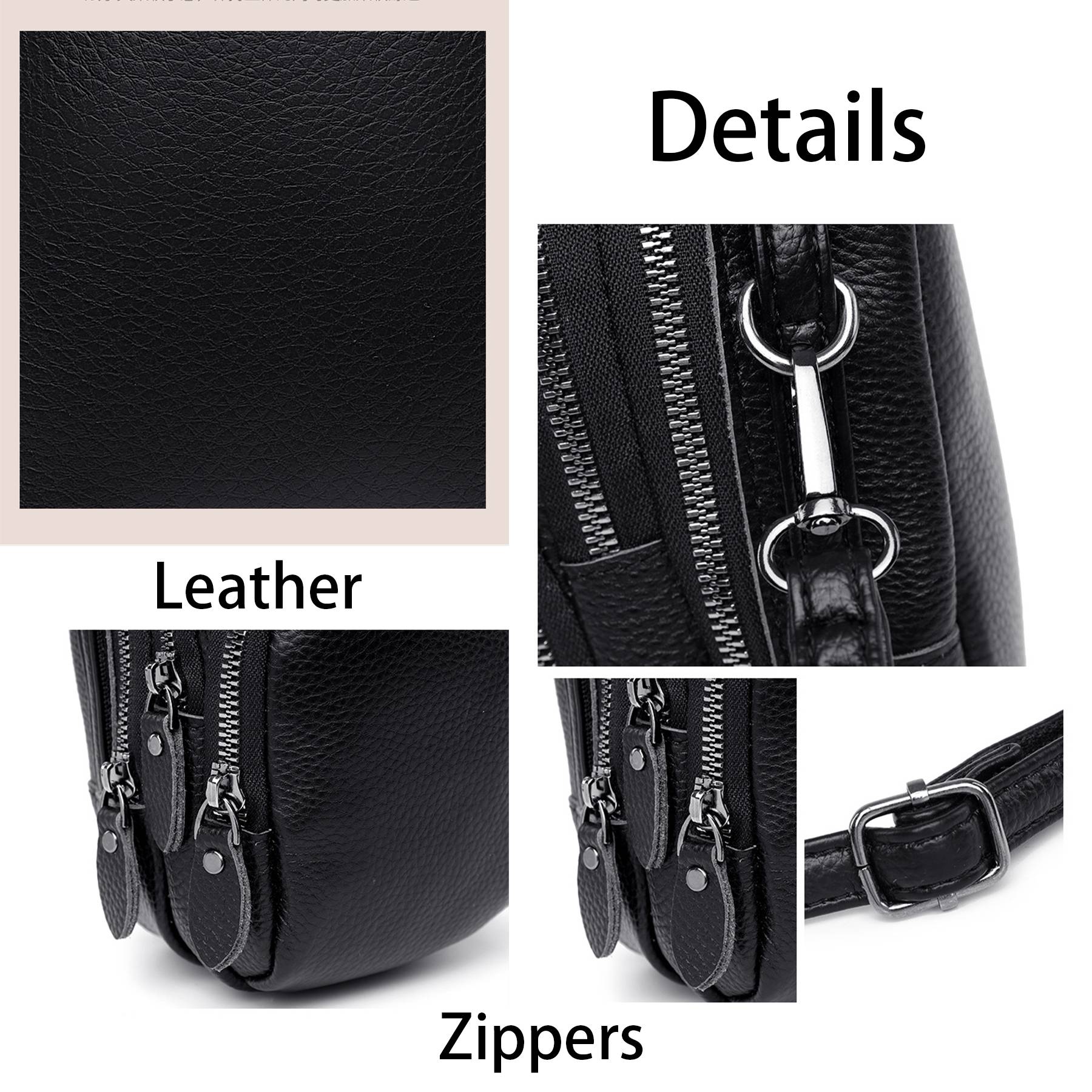 Genuine Leather Two Compartment Phone Crossbody Mini Bag 6