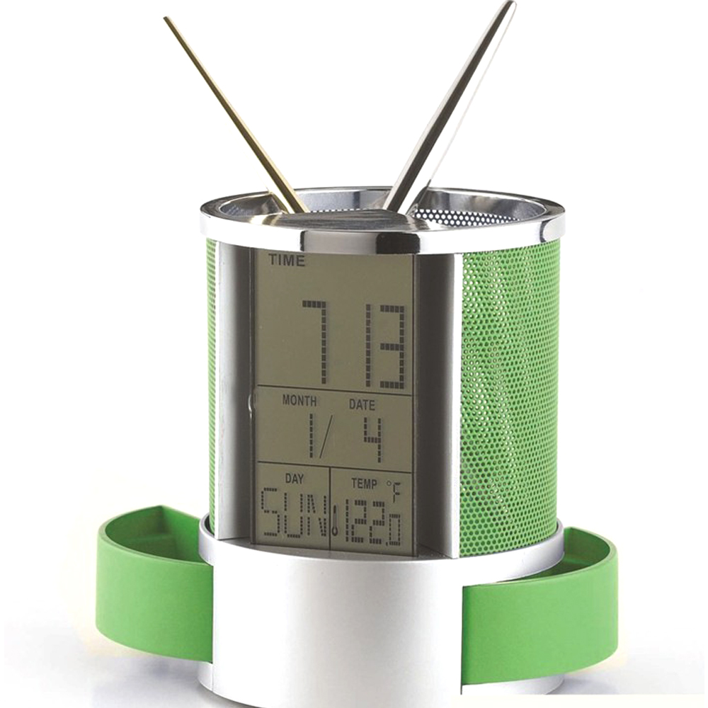Digital LCD Desk Pen Holder Alarm Clock 6