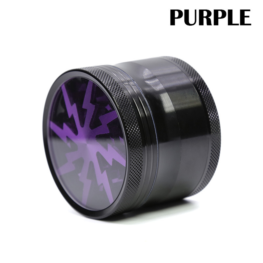 Premium Aluminum Alloy Herb Grinder 2.45" 4 Piece Metal Grinder with Pollen Catcher and Clear 18