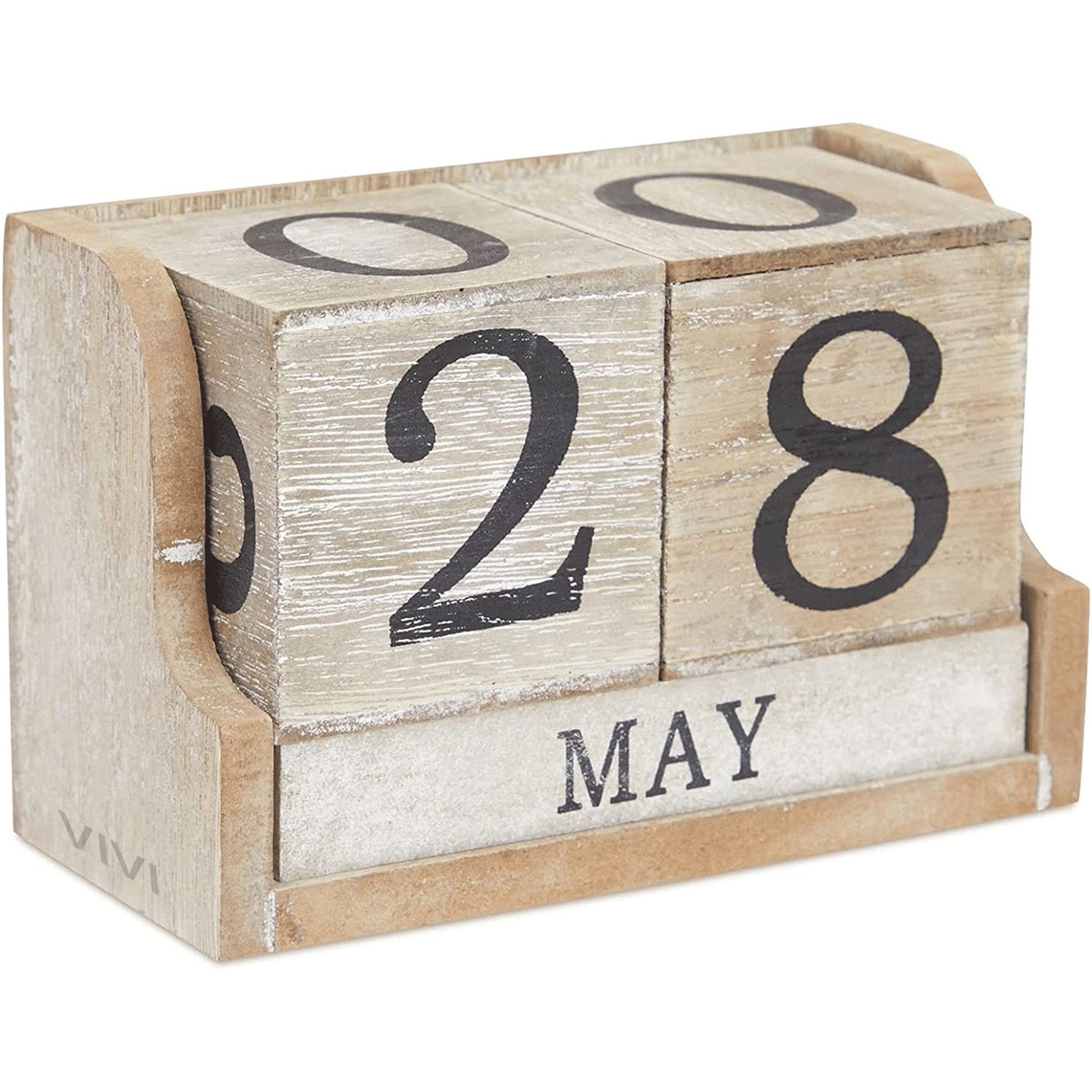 Wooden Perpetual Date Desk Calendar Blocks 1