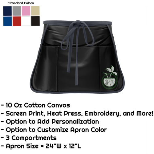 Cotton Canvas Waist Apron w/ 3 Compartments - 24"W x 12"L 3