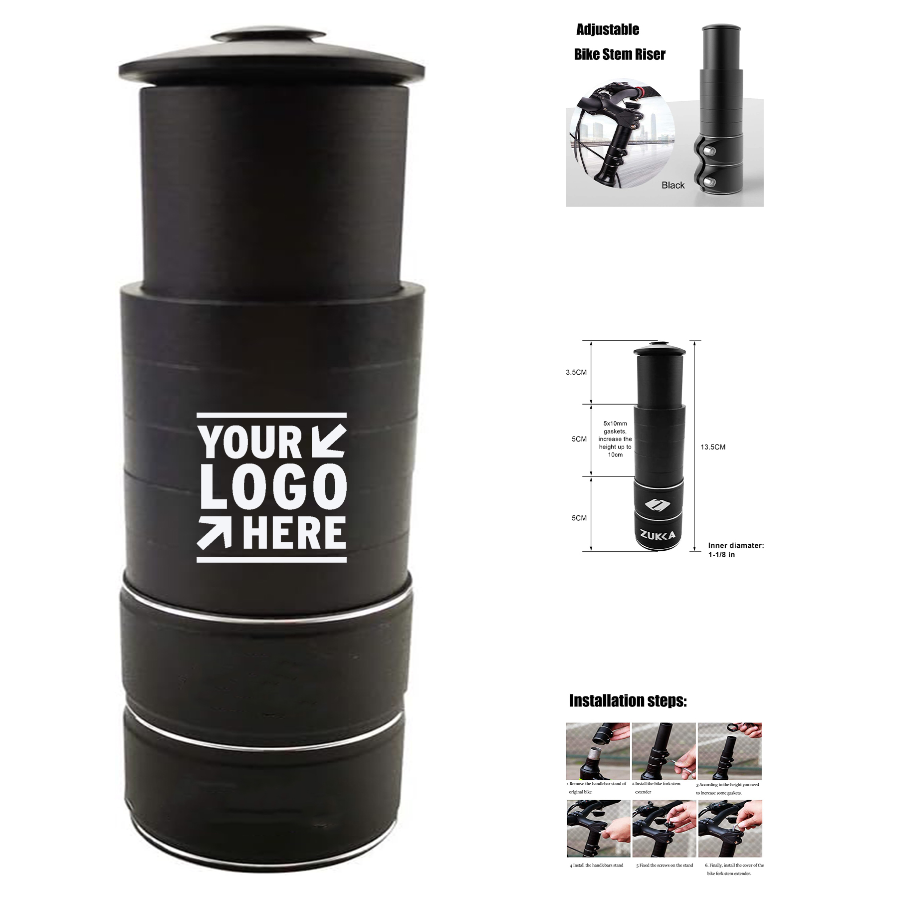 Bicycle Handlebar Adjustable Bike Fork Stem Riser Aluminium Alloy Head Up Neck Extender 2