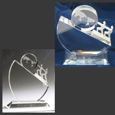 Unique Clear Optic Glass World Globe Award 3
