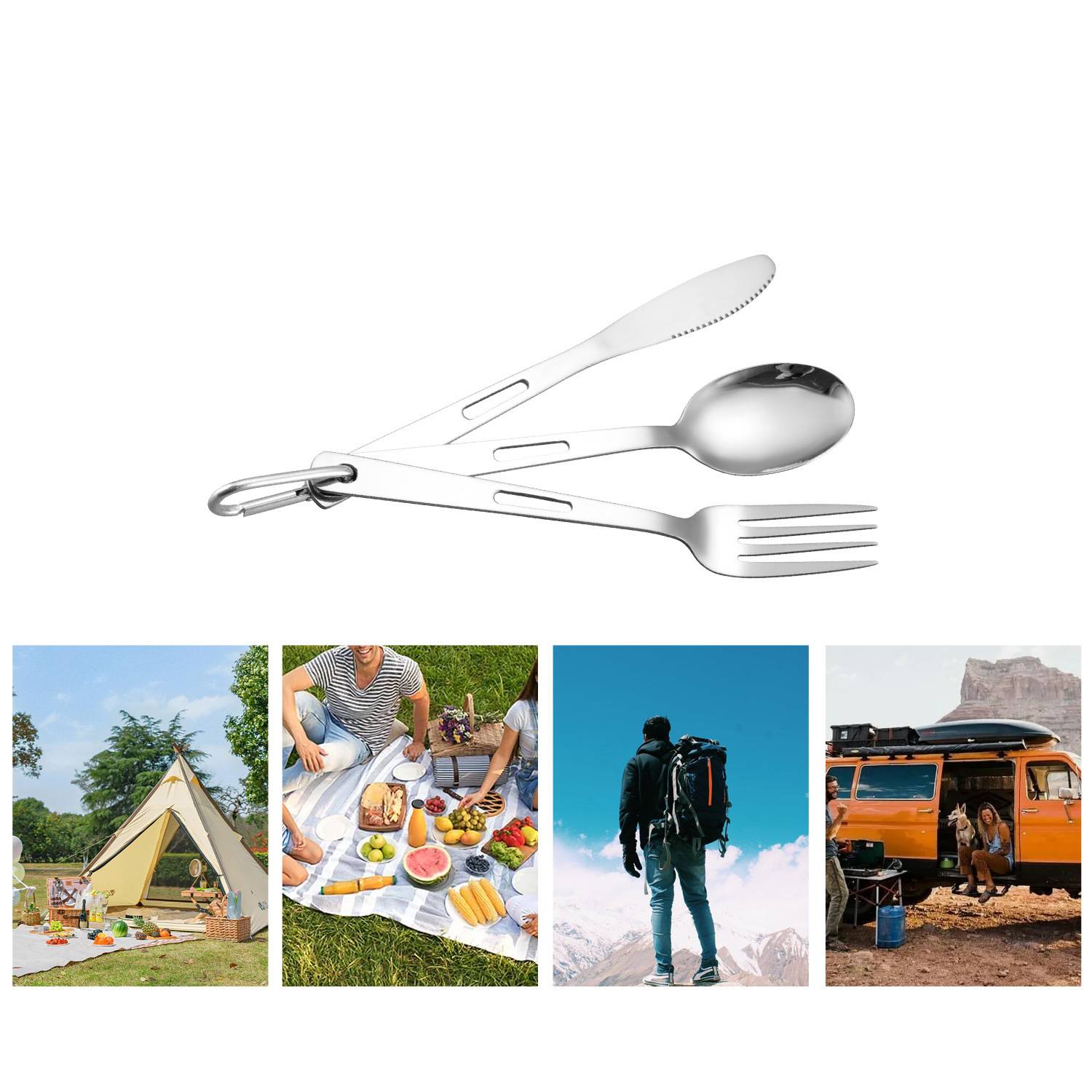 Stainless Steel Cutlery Set With Carabiner 6