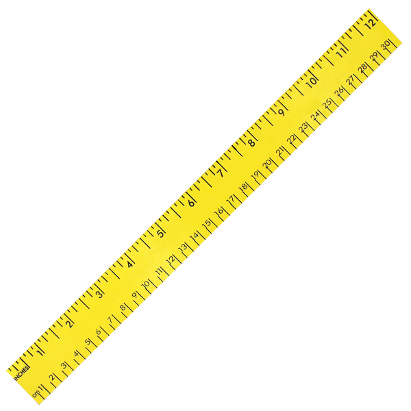 12" Fluorescent Wood Ruler - English & Metric Scale 1