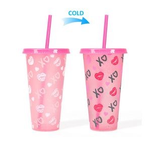 710ml Handy Heart Plastic Color Changing Cup 12
