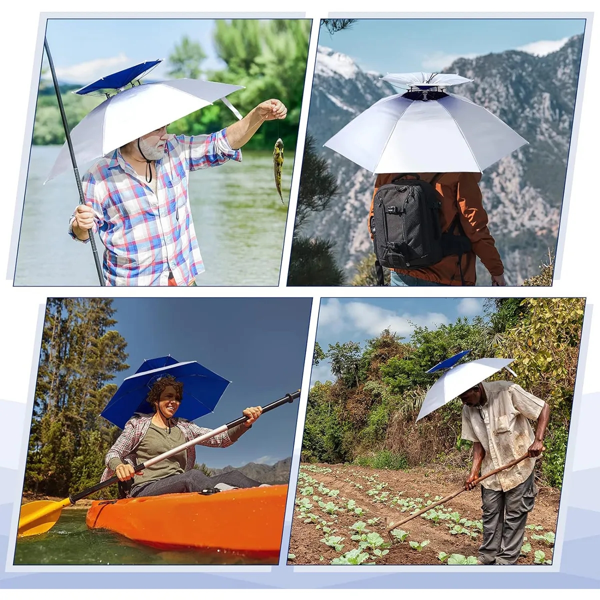Golf Double Layer Hands Free UV Protection Head Umbrella Hat 3