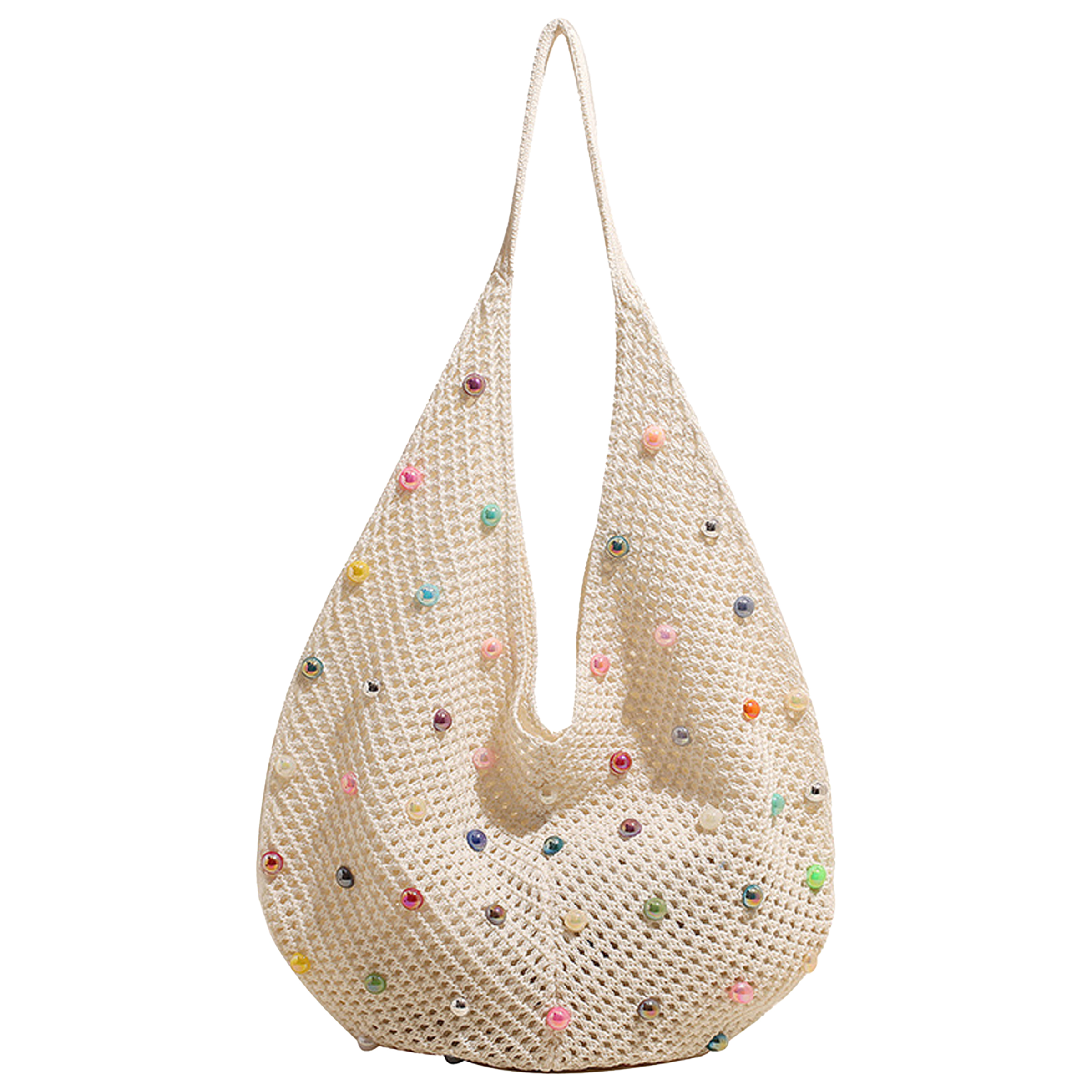 Knit Large Capacity Color Hollowed Out Beach Bag 1
