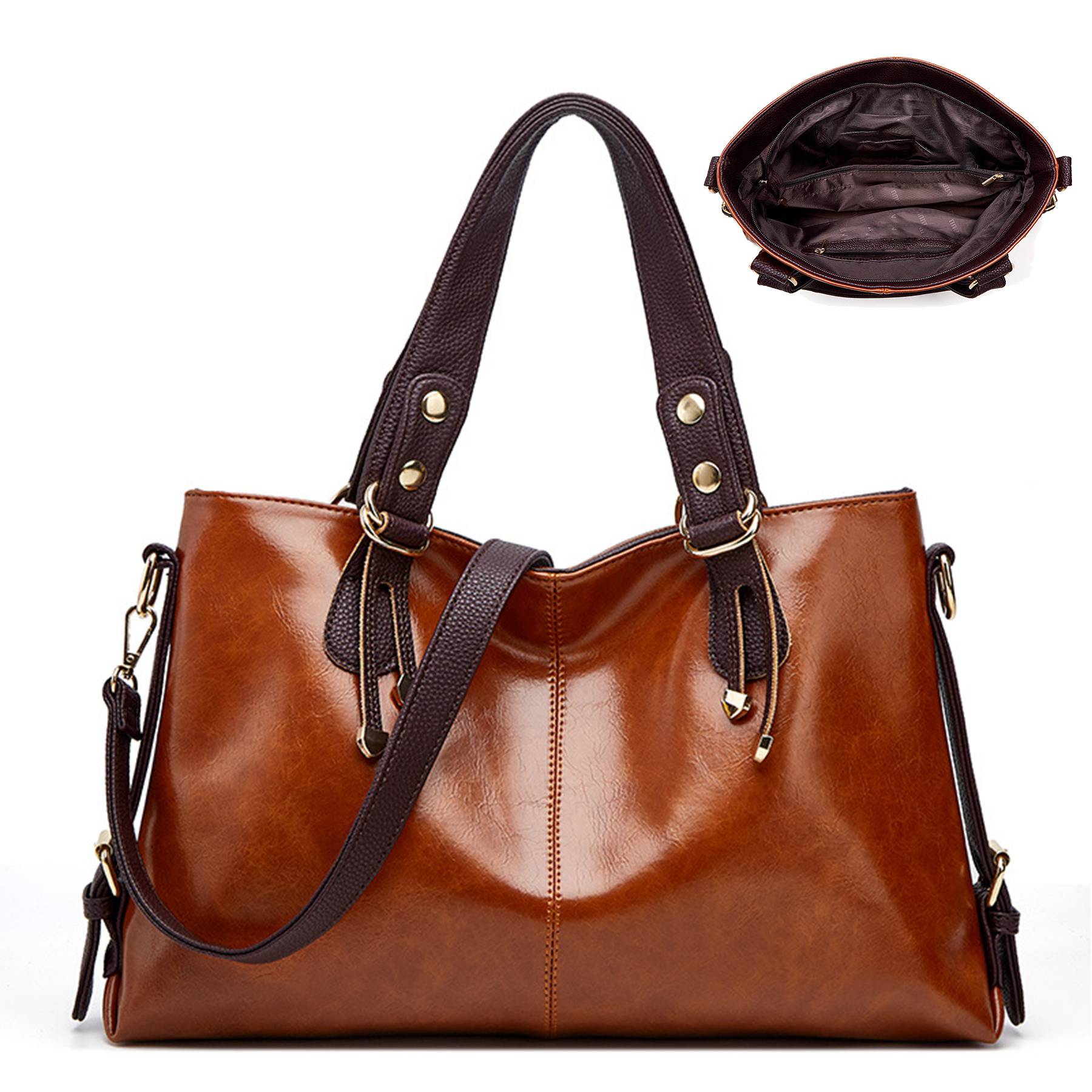 PU Large Capacity Tote Crossbody Bag 9