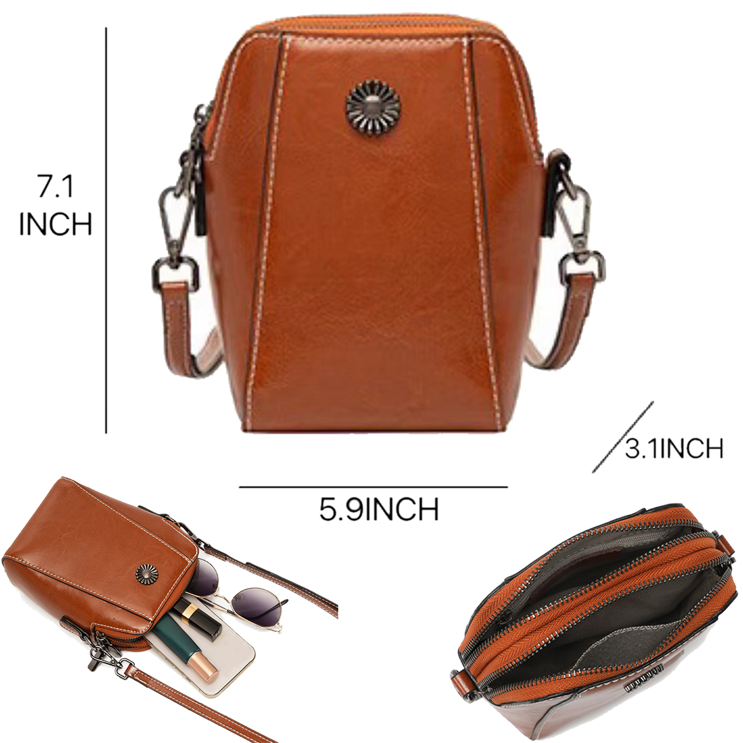 Genuine Leather Small Crossbody Purses for Women Phone Bag 4