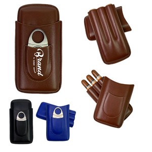3 Finger Leather Cigar Case with Cutter 8