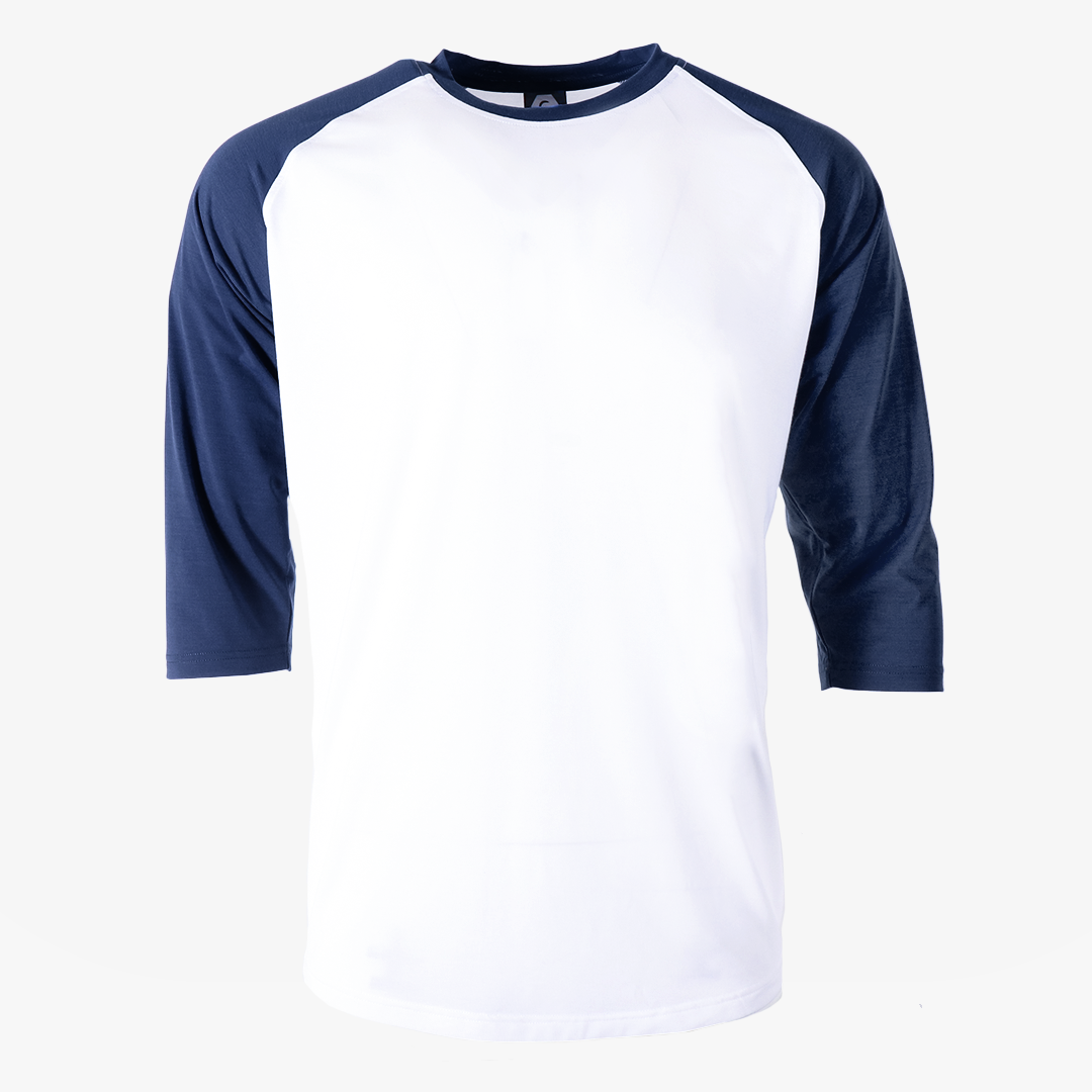 #H215 - Varsity Men's 3/4 Sleeve Baseball Tee White Body 1