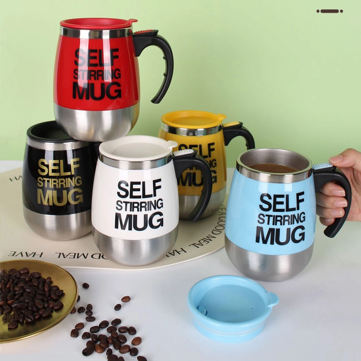 Auto Self Stirring Mixing Mug, custom mug with logo imprint 2