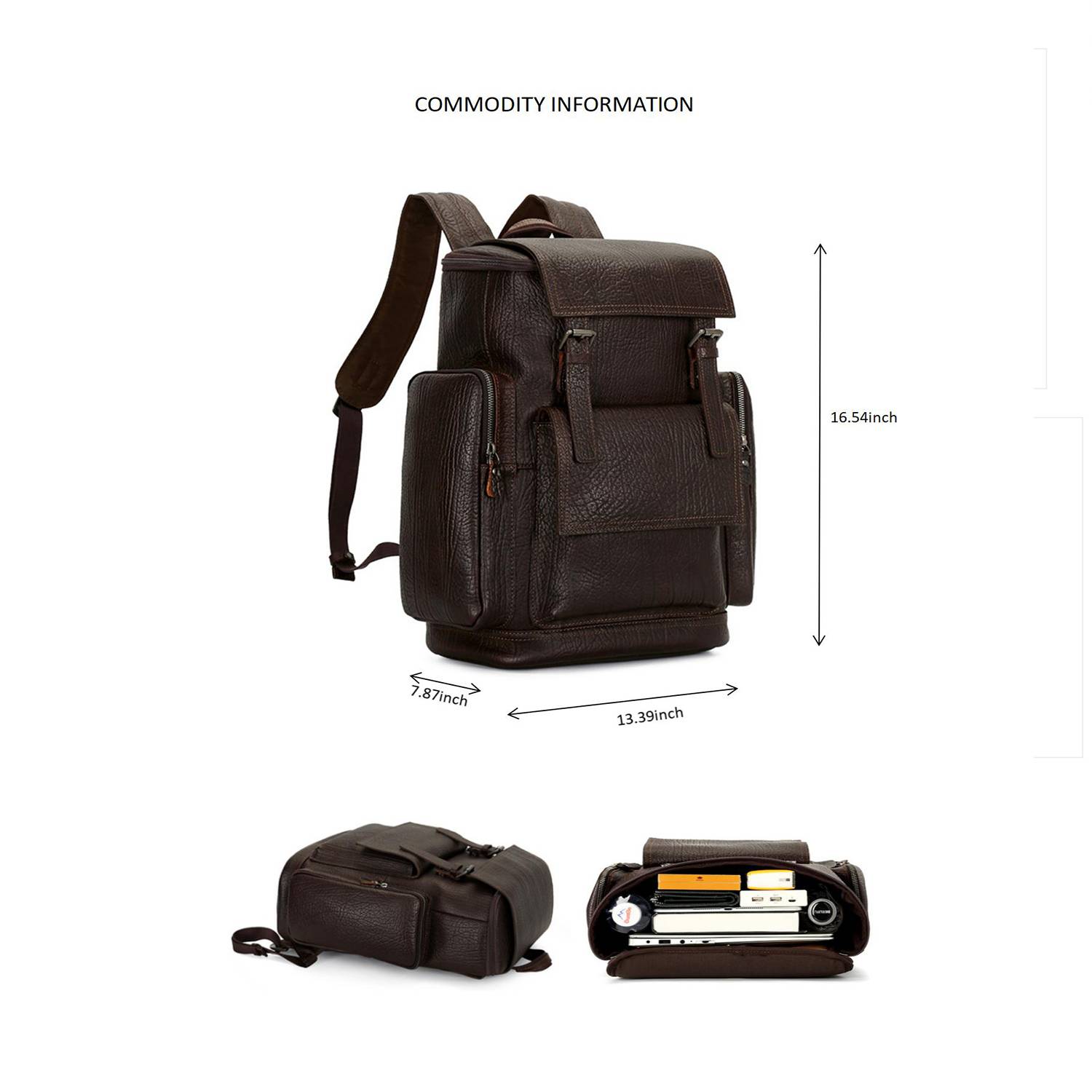 Leather Top Cowhide Men'S Backpack 4