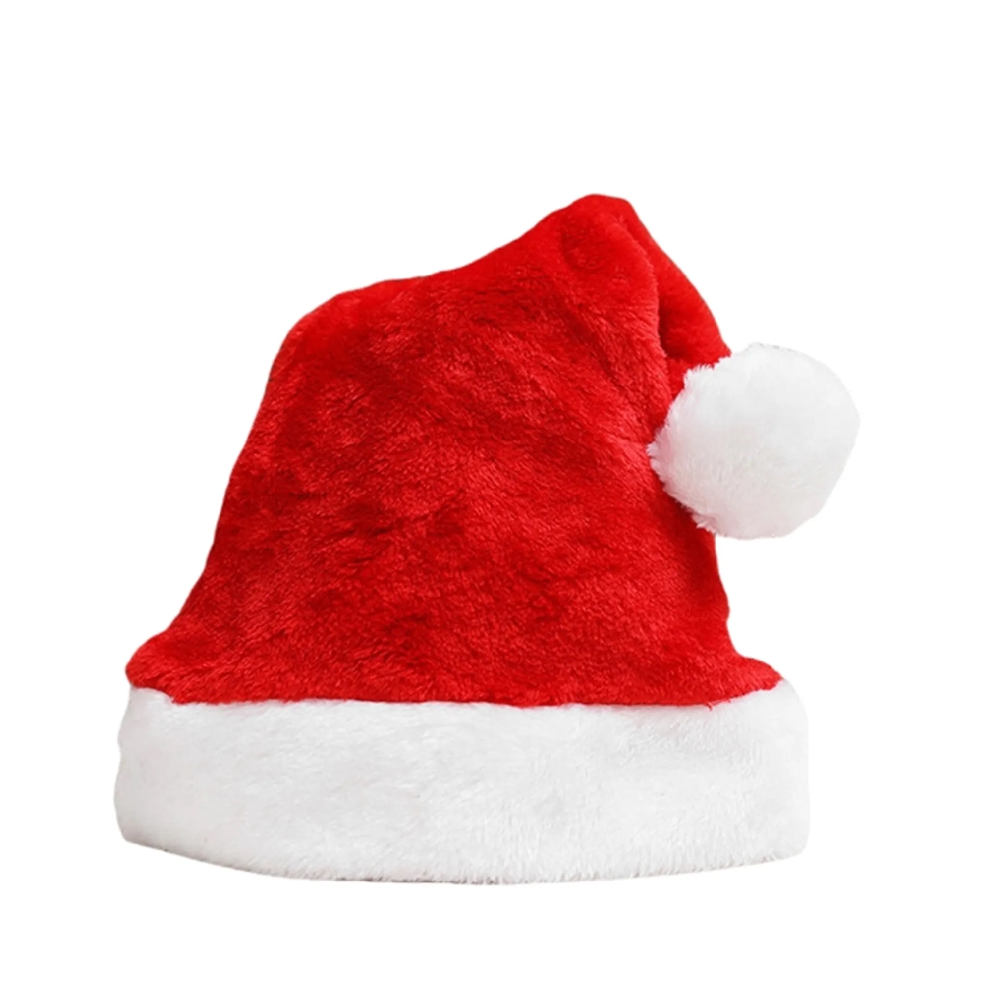 Warm Short Plush Holiday Christmas Santa Hat 4