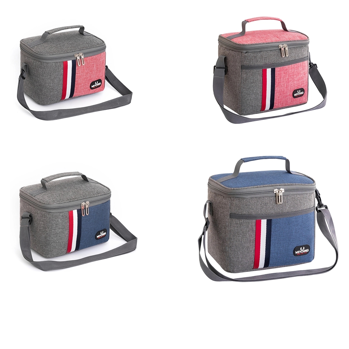 Blue Insulated Waterproof Lunch Bag With Shoulder Strap 3