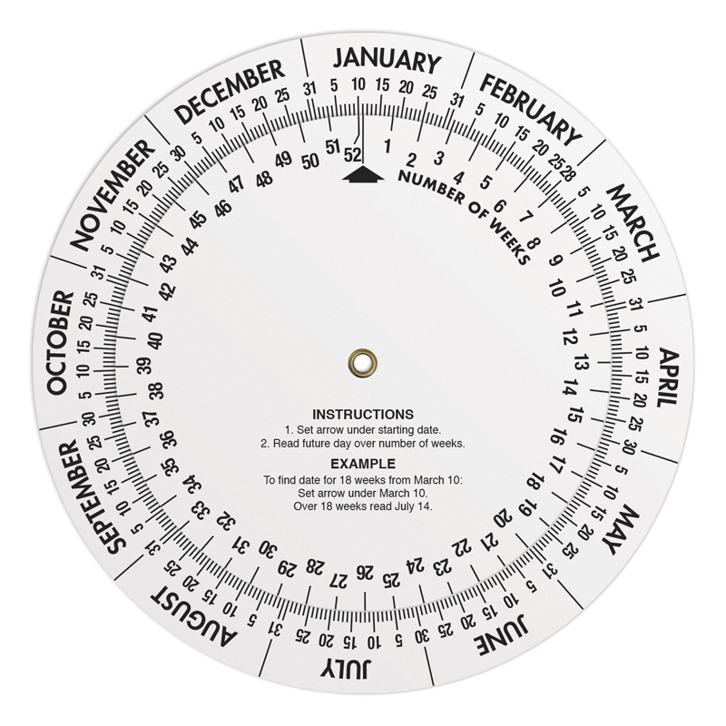White Plastic Date Finder Wheel Calculator 1