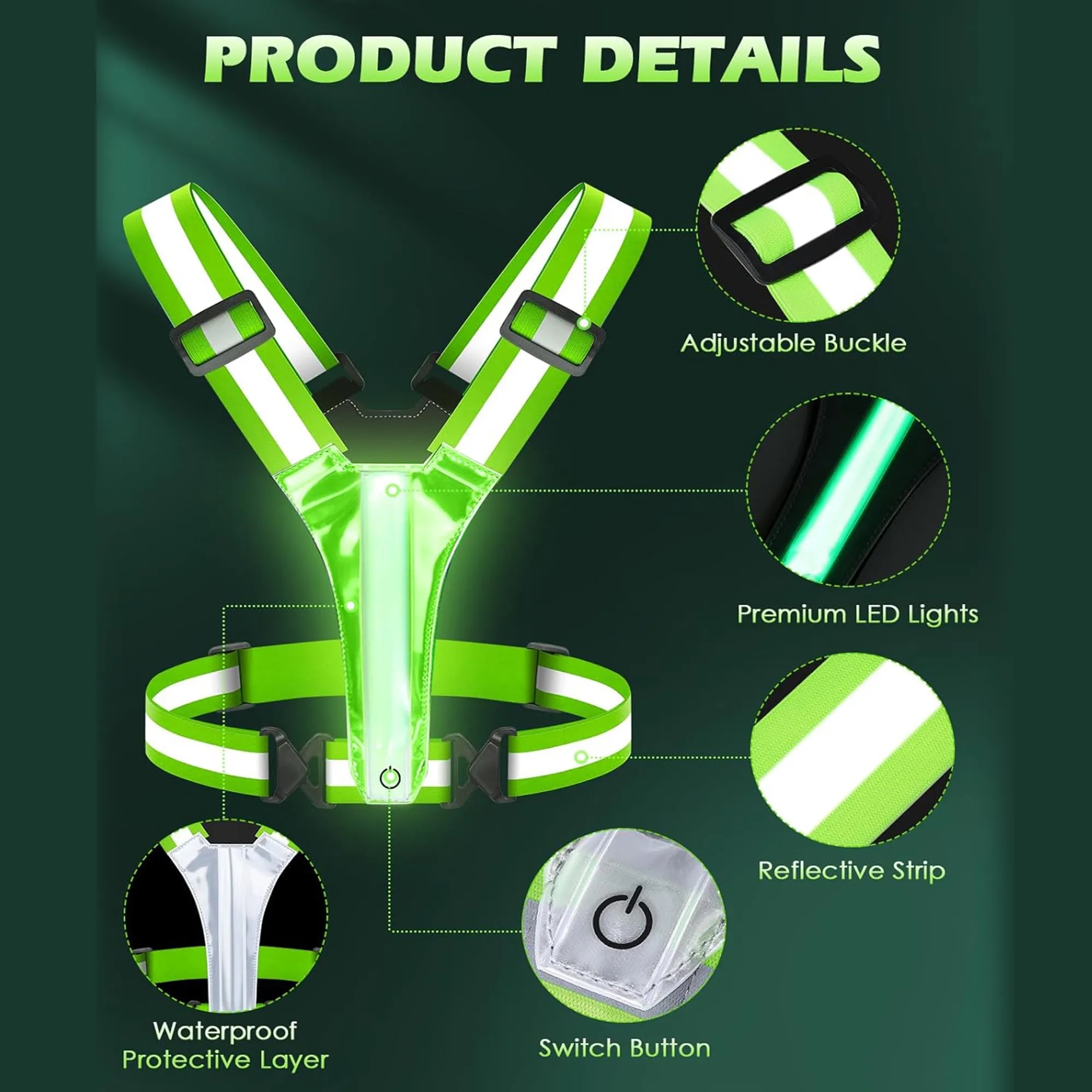 LED Reflective Safety Vest With Lights 2
