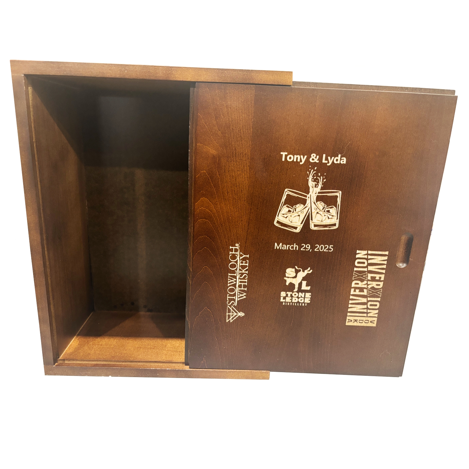 Sliding Lid Wine Box, 10.875 x 13.875 x 5.875" 1