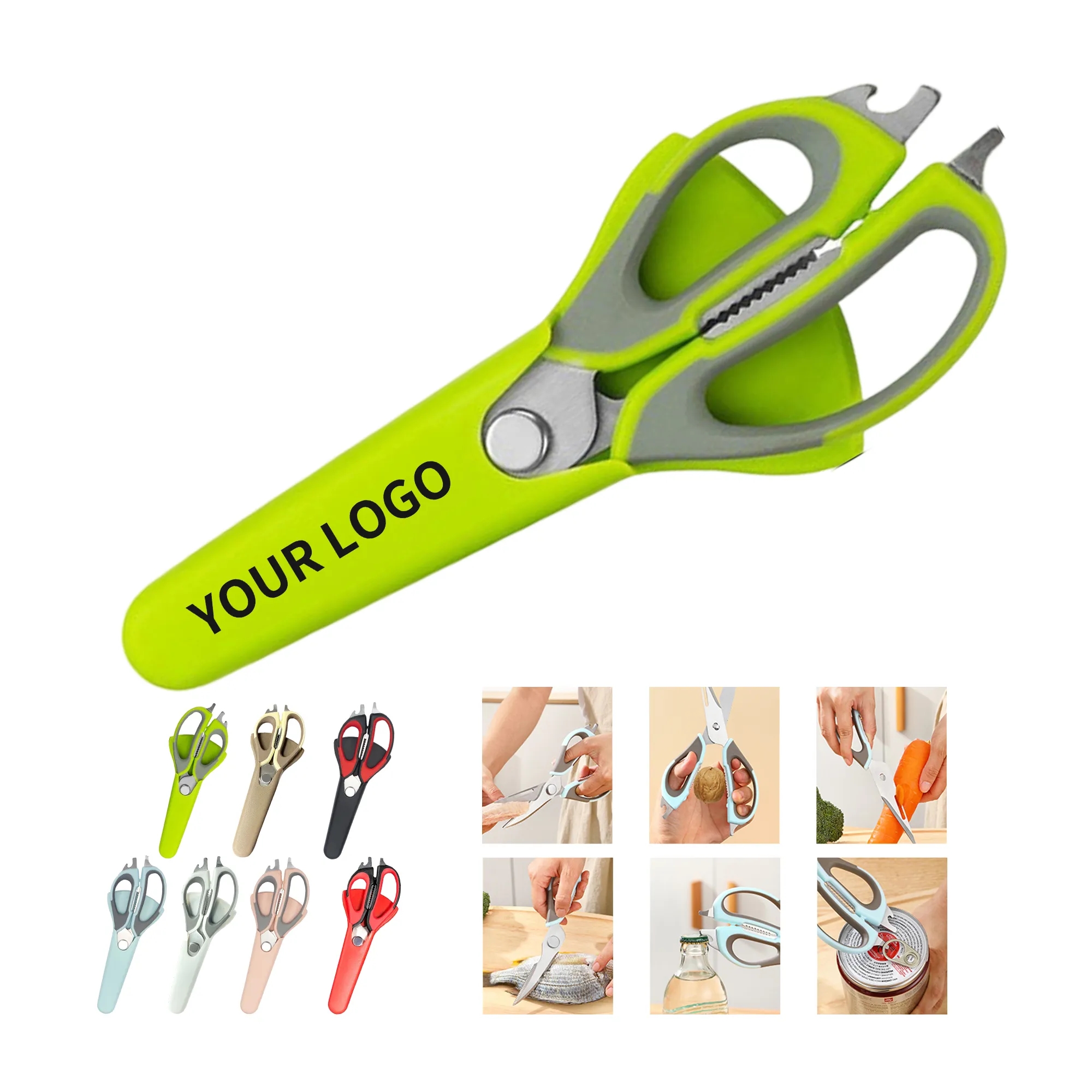 Magnetic Stainless Steel Kitchen Scissors with Sheath 10