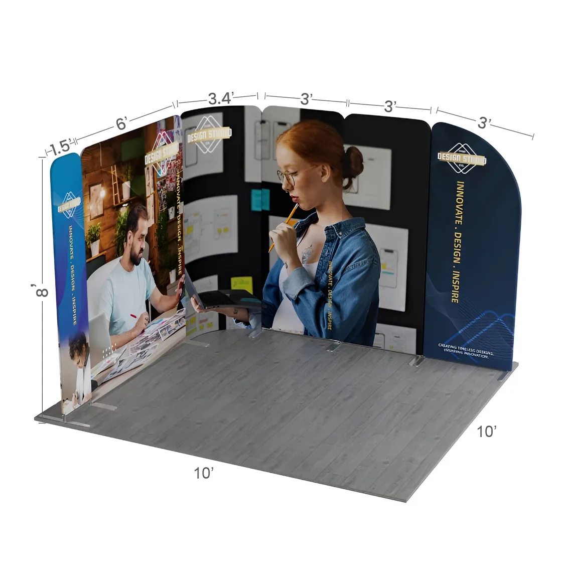 10ft Magnetic Modular Fabric Displays - L Shape Sloped 10