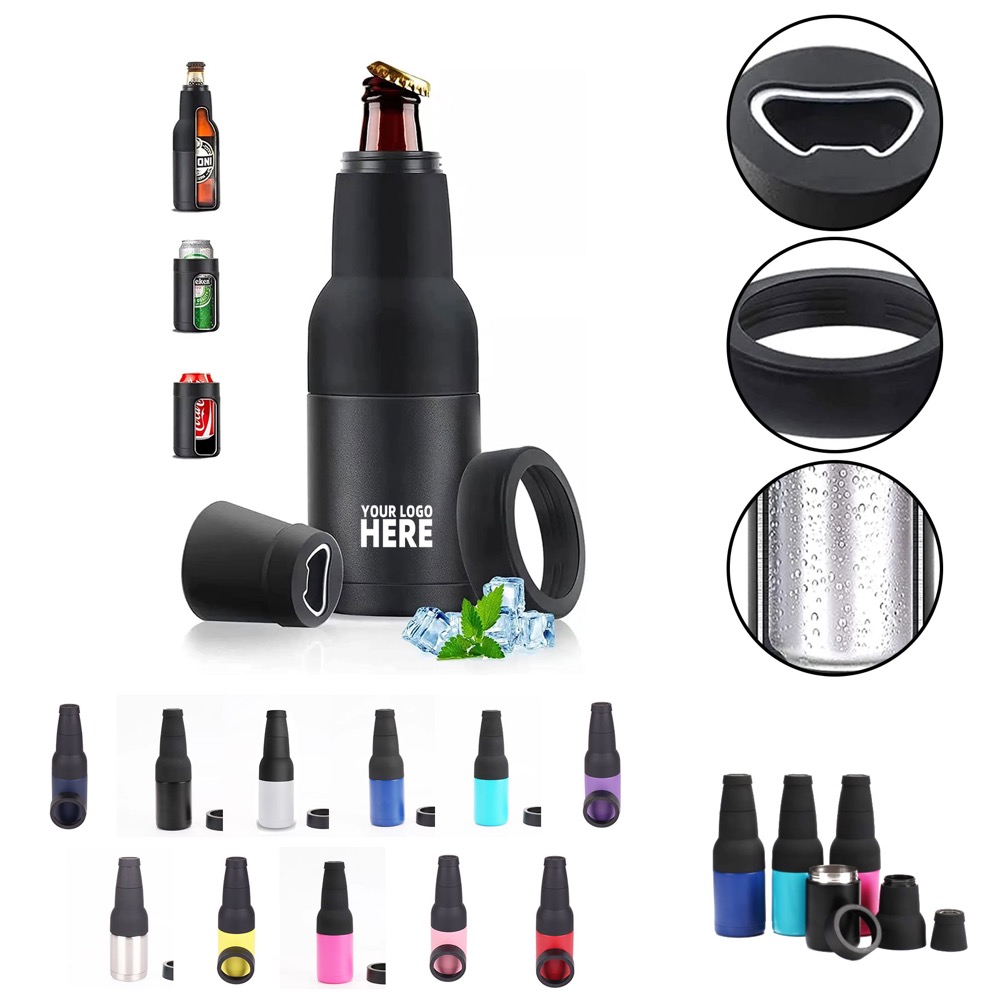 3 in 1 Double Vacuum Insulated Can Cooler, custom koozie with logo imprint 2