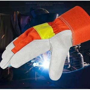 Leather Work Gloves Hi -VIS Reflective 4