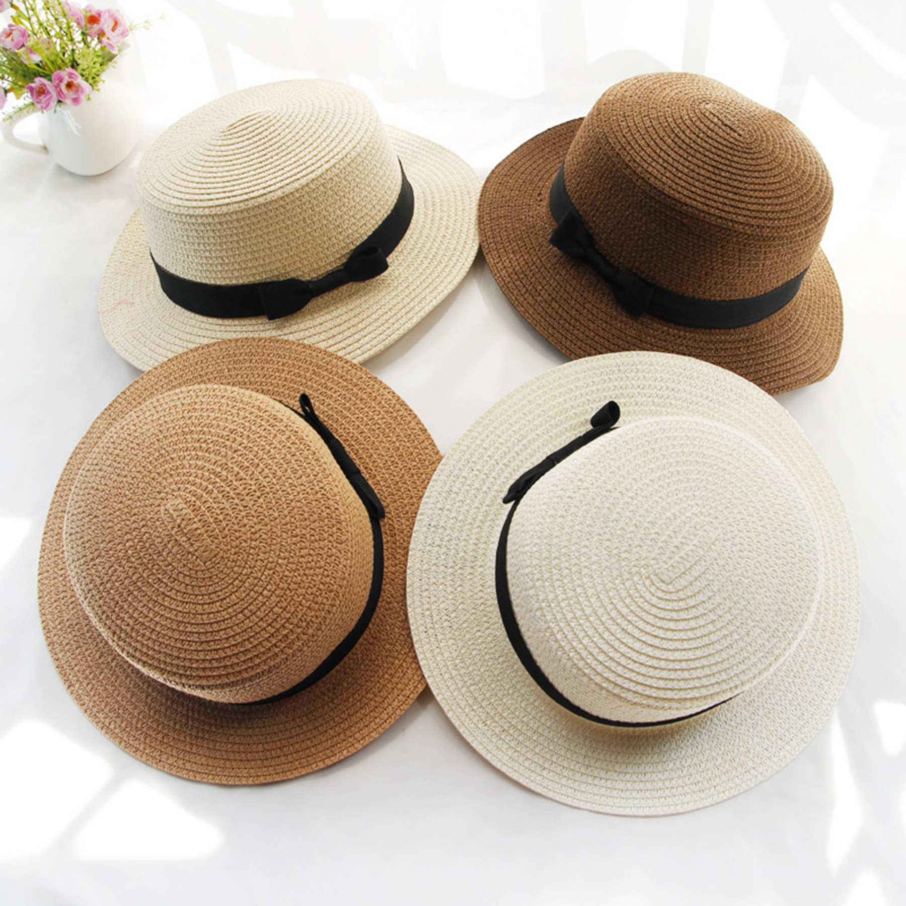 Foldable Wide Brim Floppy Girls Straw Hat 2