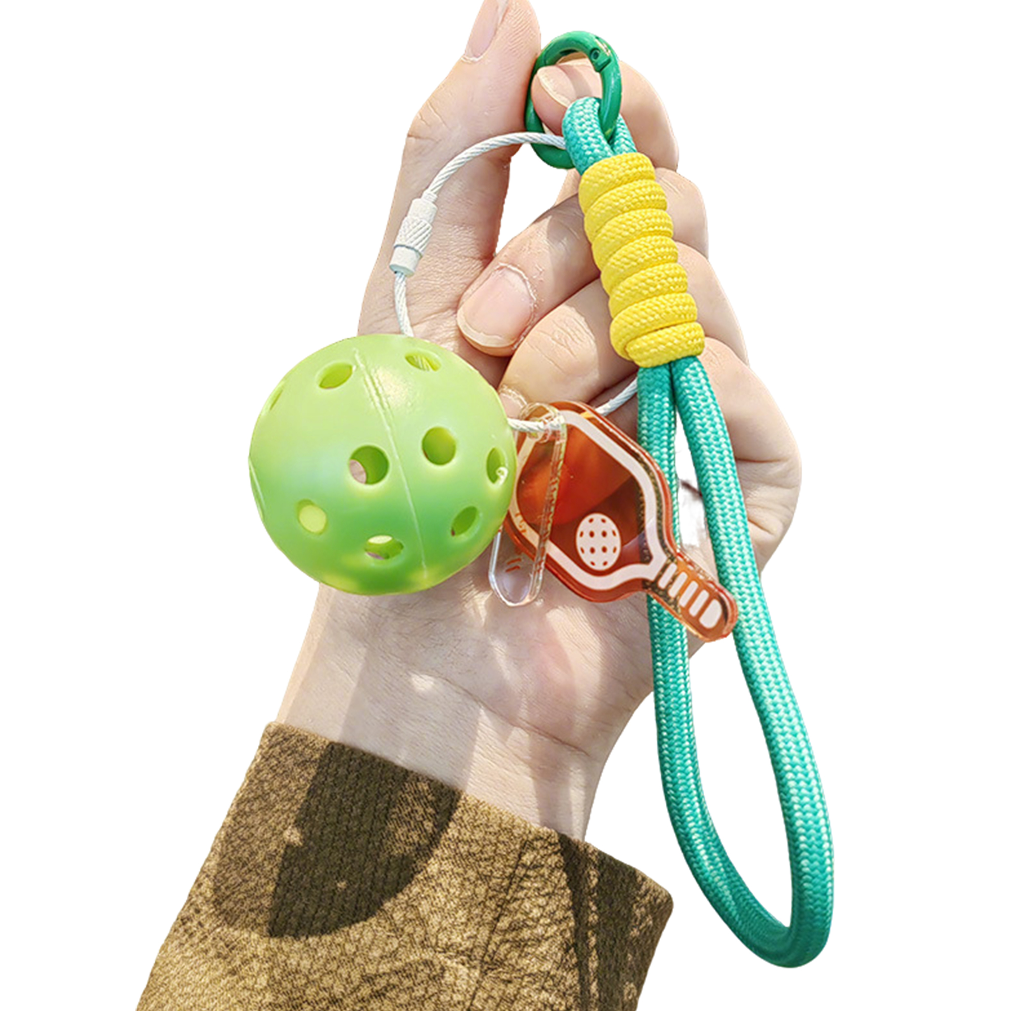 Mini Pickleball Ornament Keychain With Logo Position 6.3" X 1.1" X 1.8" 1