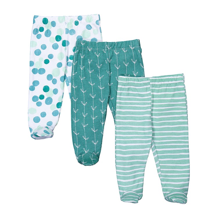 Baby Footed Pants - Green 9 Months 3 Pack 2