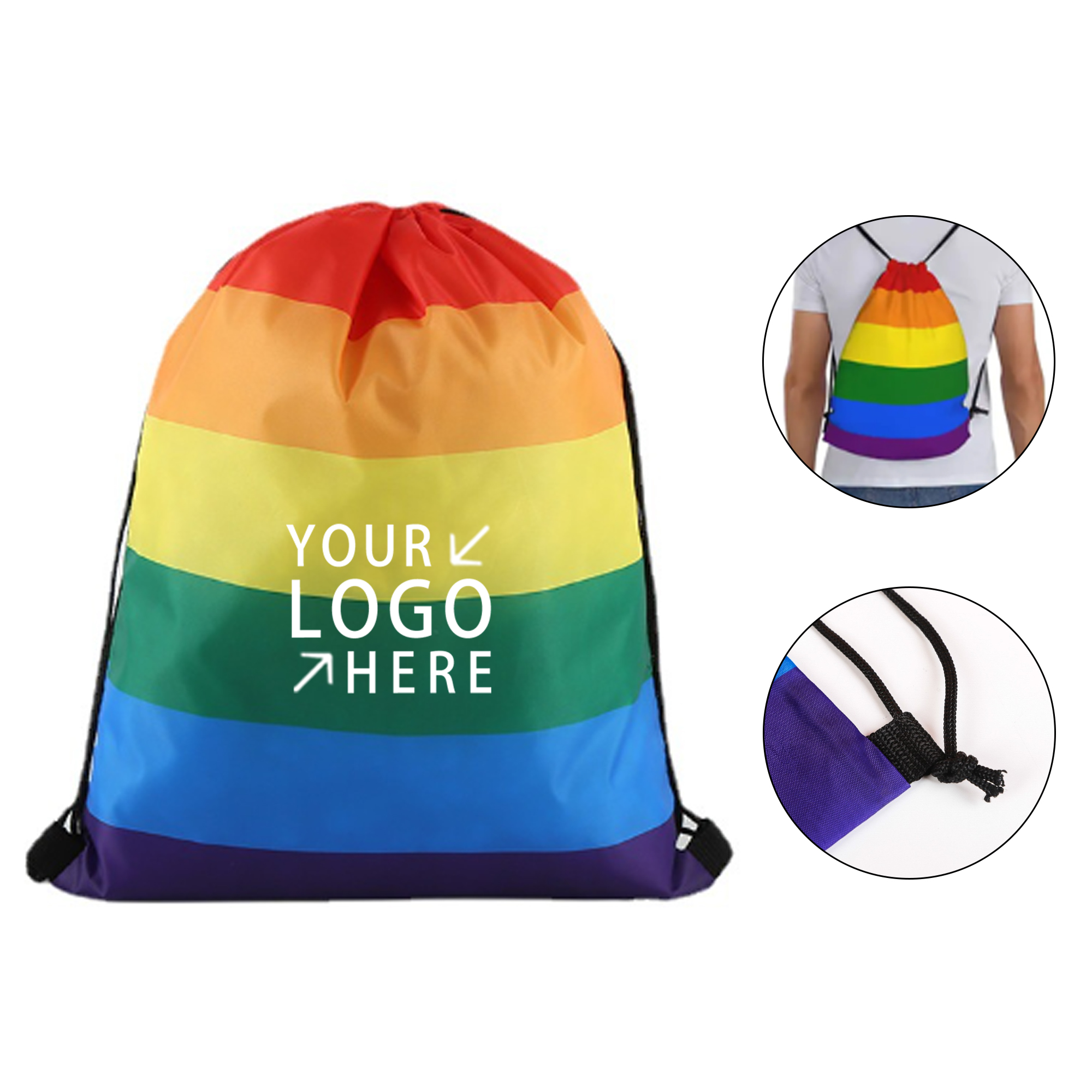 Pride Rainbow Drawstring Backpack Bag 2