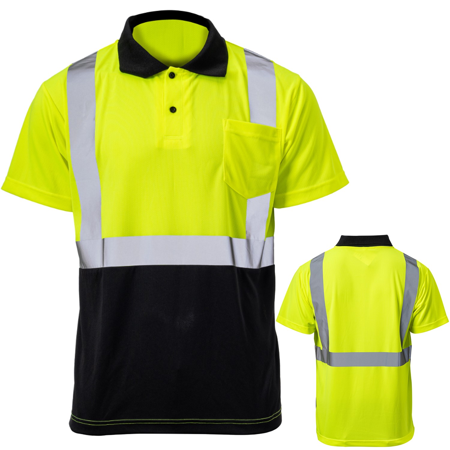 Class 3 Color Block Safety Polo With 2" Reflective Tape & Pocket 4