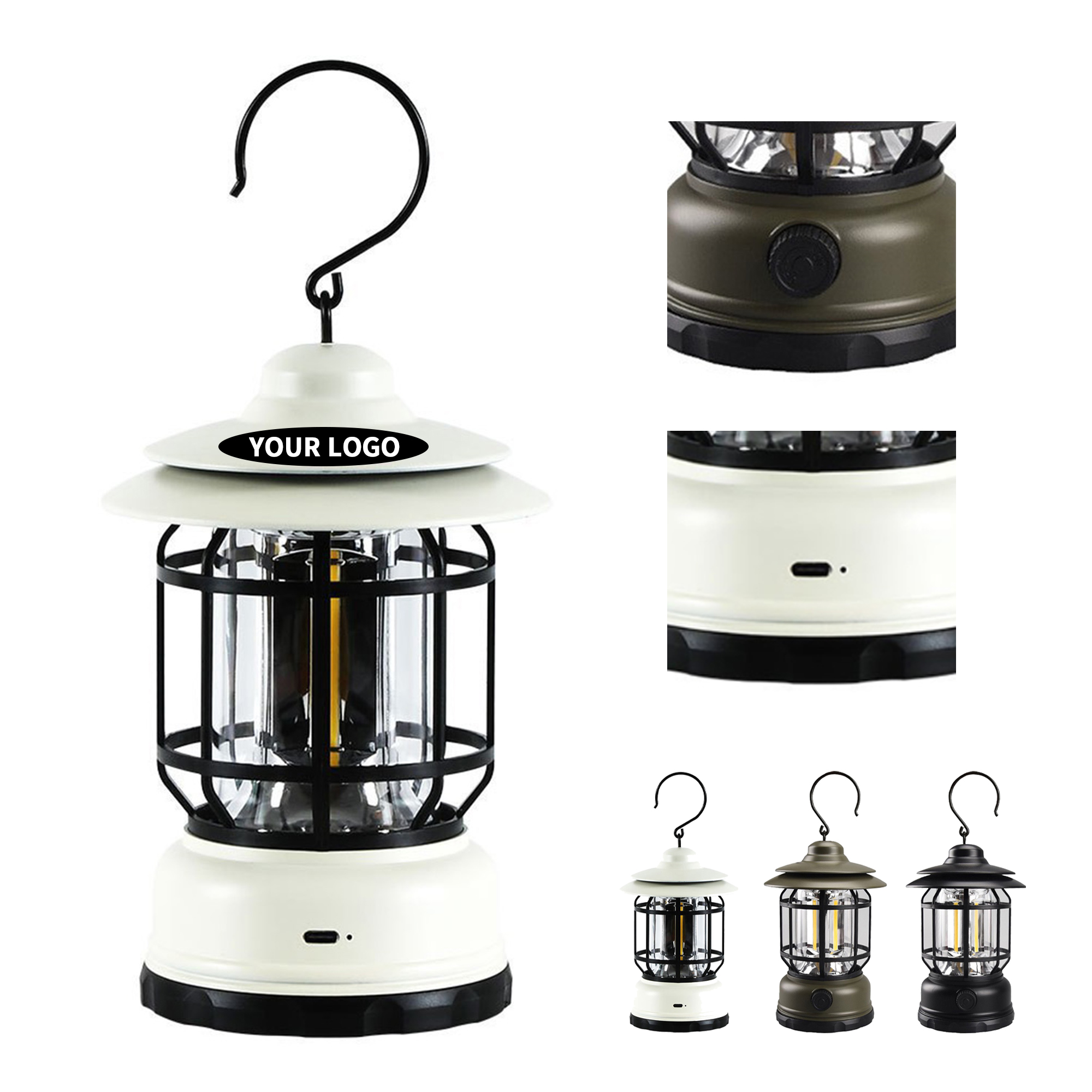 Rechargeable Vintage Camping Lantern 5.8 x 5.8 x 6.2" 4