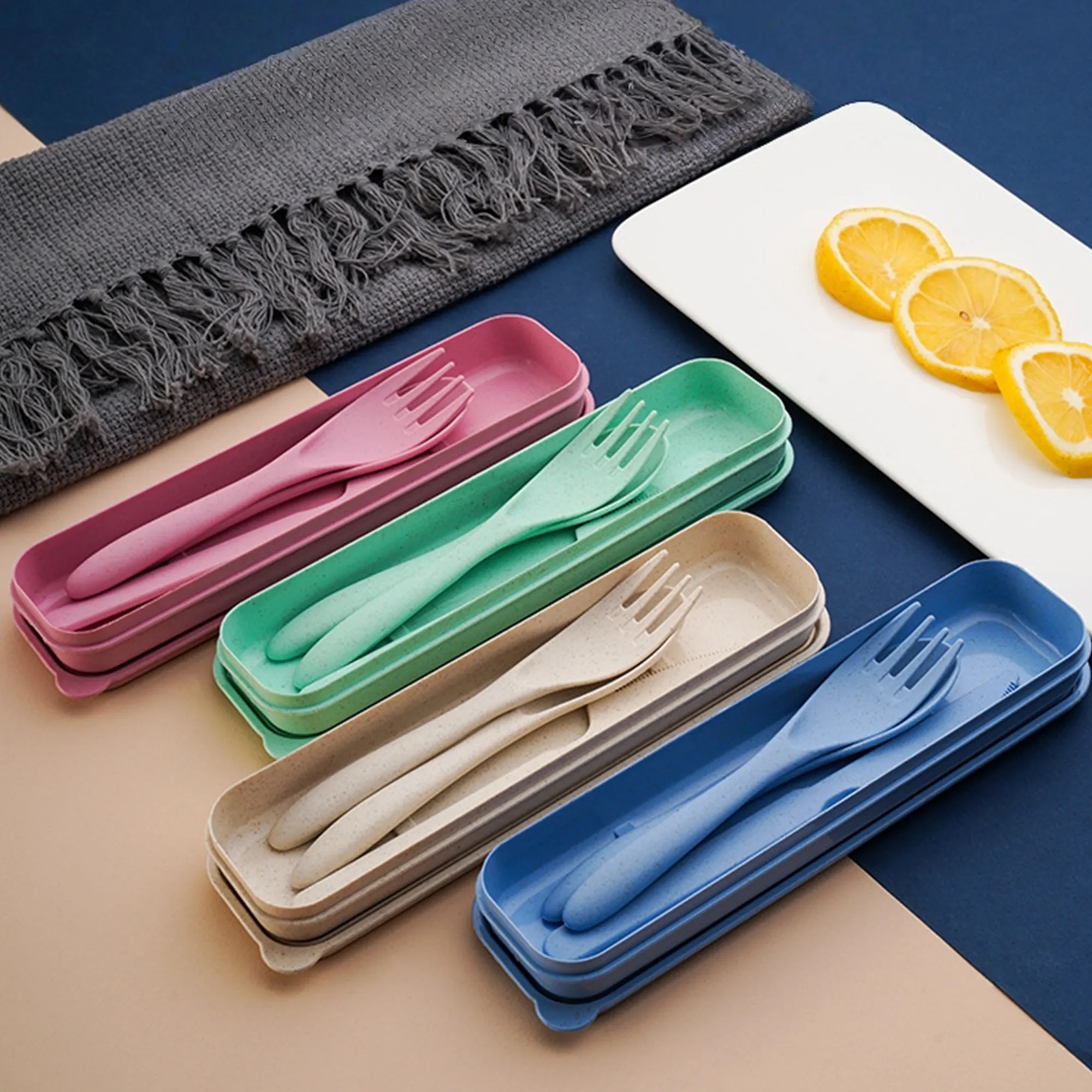 3 In 1 Wheat Straw Cutlery Set 11