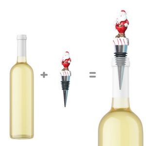4 Piece Happy Santa Claus Wine Stopper Set 6