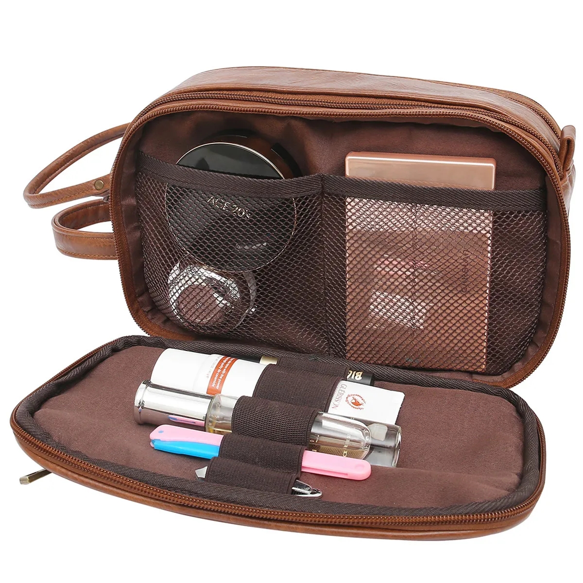 Toiletry Bag for Men Travel Shaving Dopp Kit PU Leather 4