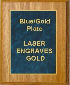 5" x 7" Oak Finish Plaque with a Blue Marble Designer Plate 2