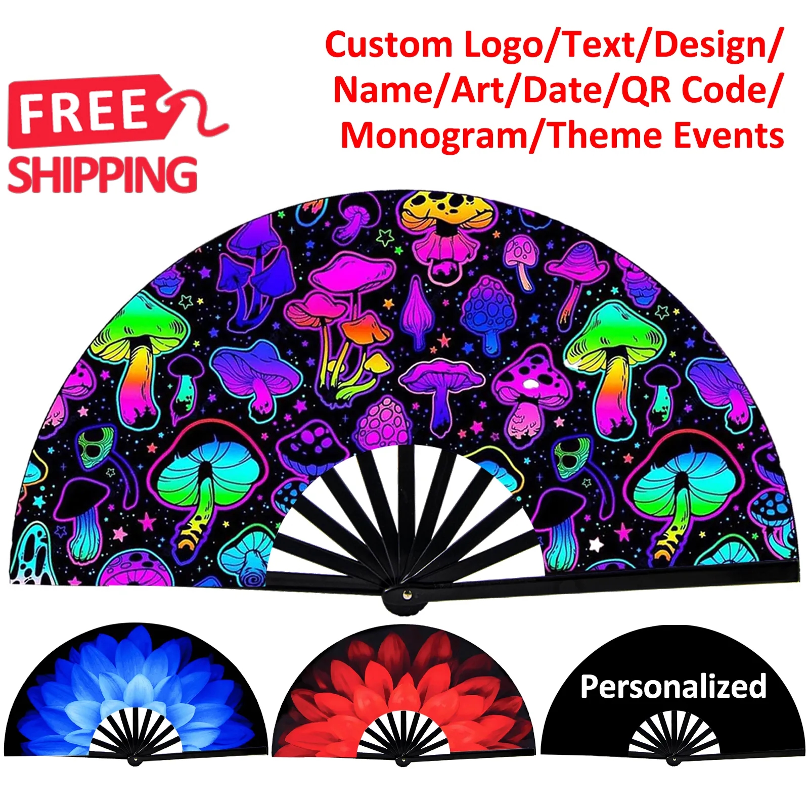 Large Folding Hand Rave Fan Clack Handheld for Line Dancing 3