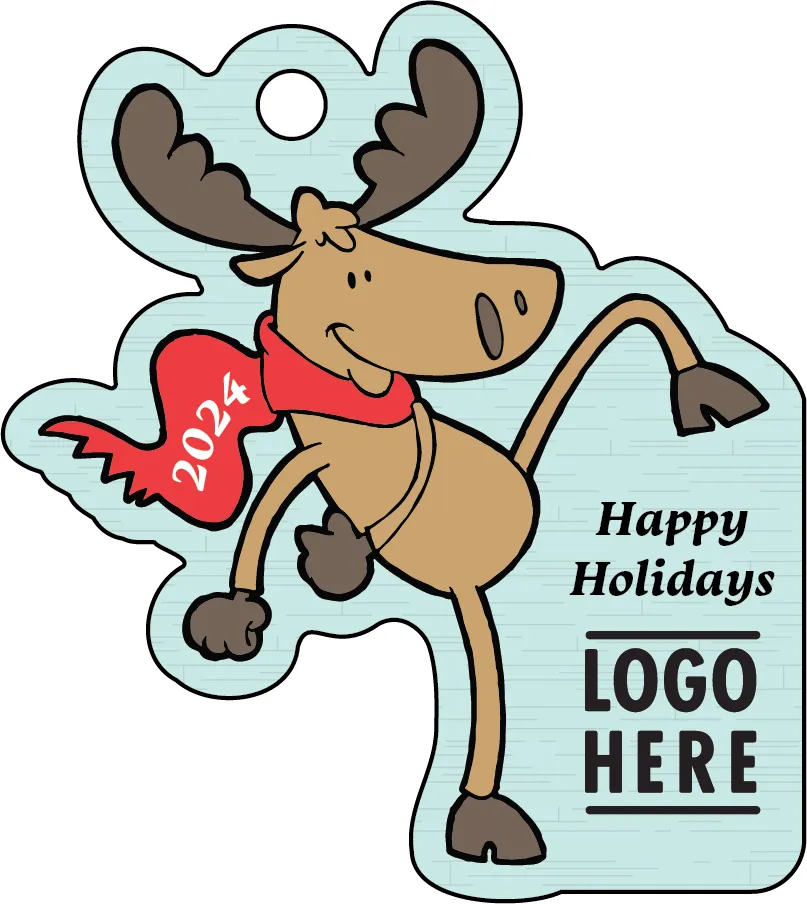 1/4" Recycled Wood Ornaments-Moose w/ Scarf