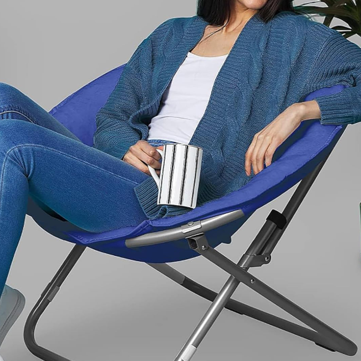 Comfortable Folding Padded Moon Chair for Lounging 7
