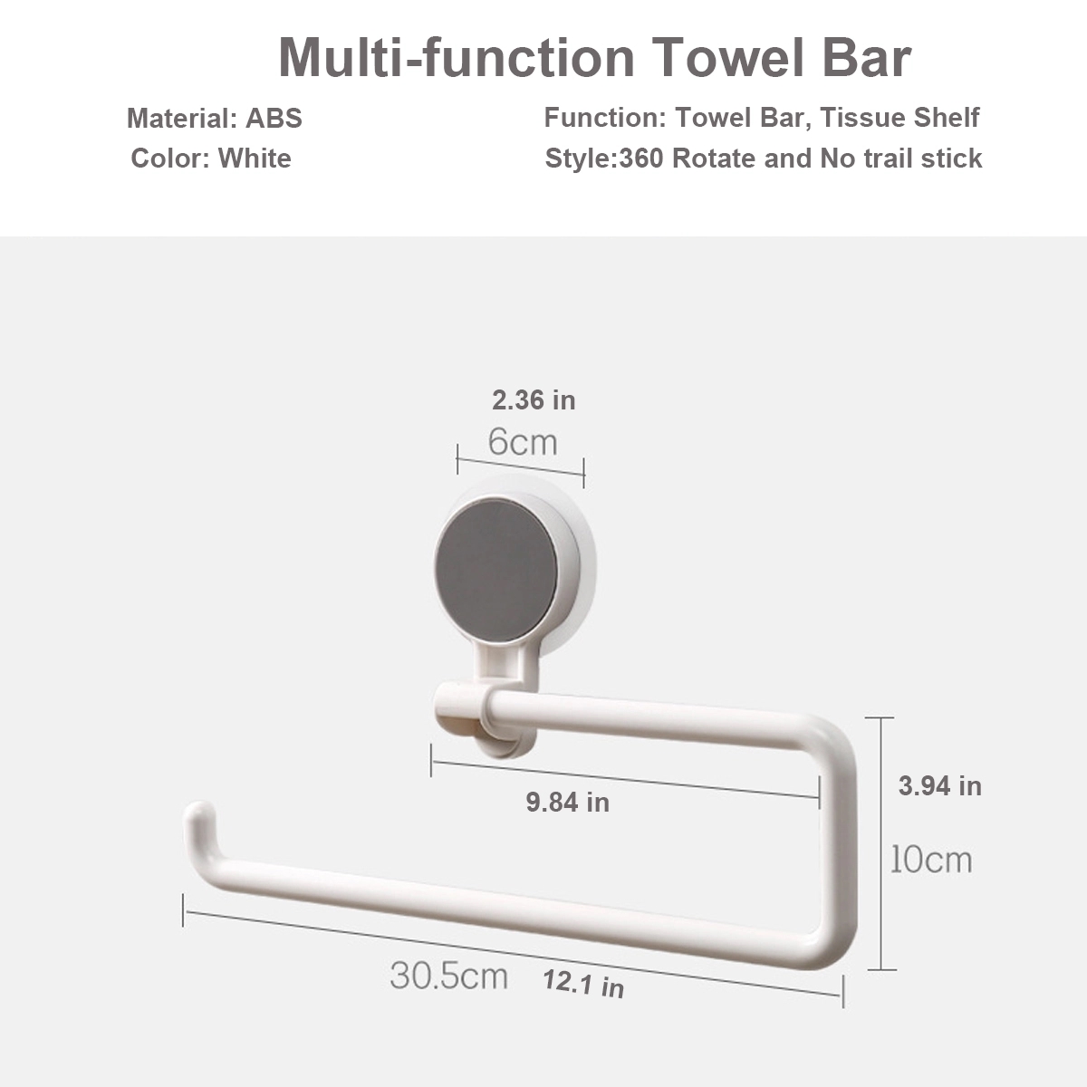 Multi-function Tissue Roll Holder and Towel Bar 6